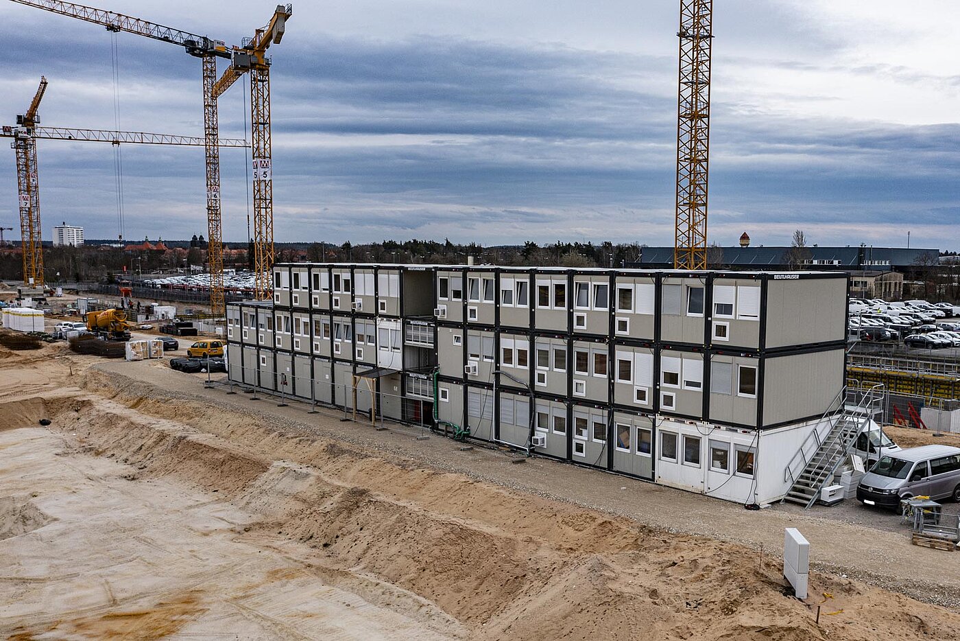 Raumsysteme auf einer Baustelle